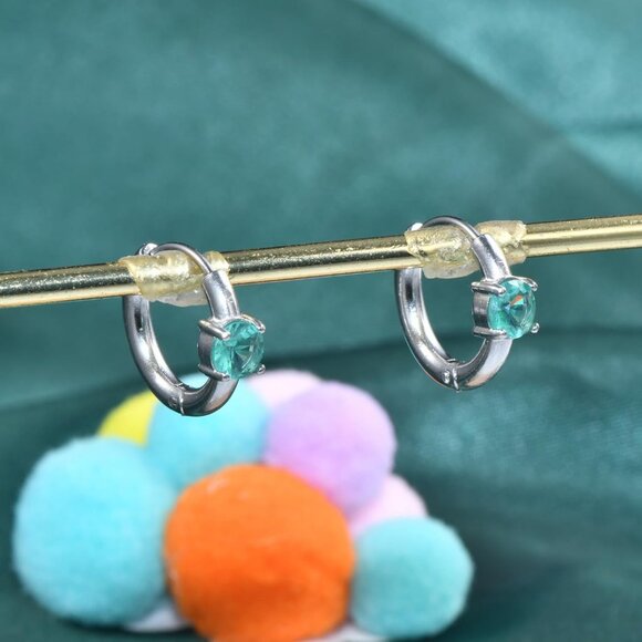 Women’s December Birthstone Cubic Zirconia Hoop Earrings, Small 12mm Stainless S - Picture 8 of 8